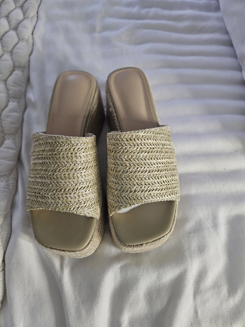 NWOT Woven Slide Sandals - Neutral Beige